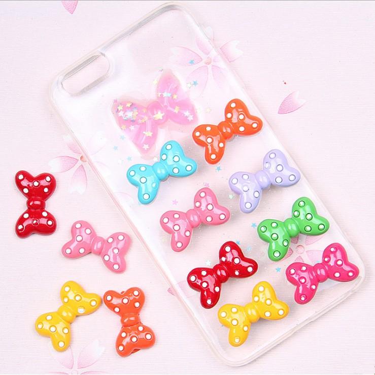 Chuyên Charm * Charm mẫu nơ chấm bi các màu trang trí vỏ ốp điện thoại, dán Jibbitz, DIY