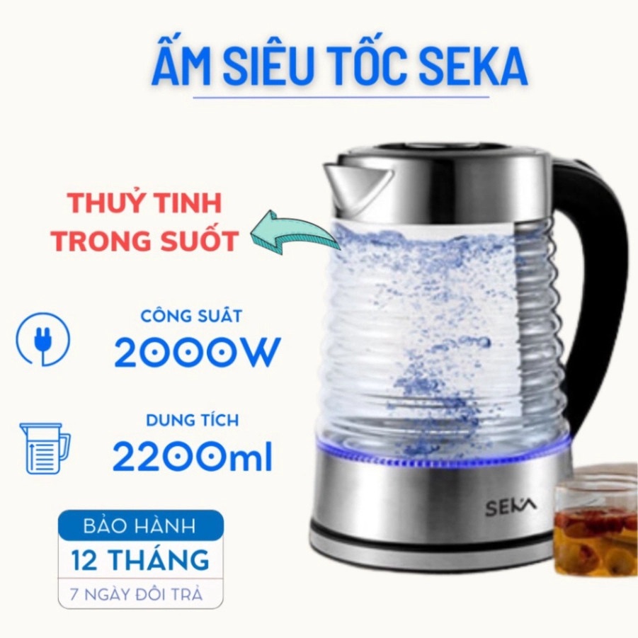 Ấm Siêu Tốc Thủy Tinh SEKA SK2829T 2.2L - Hàng Chính Hãng