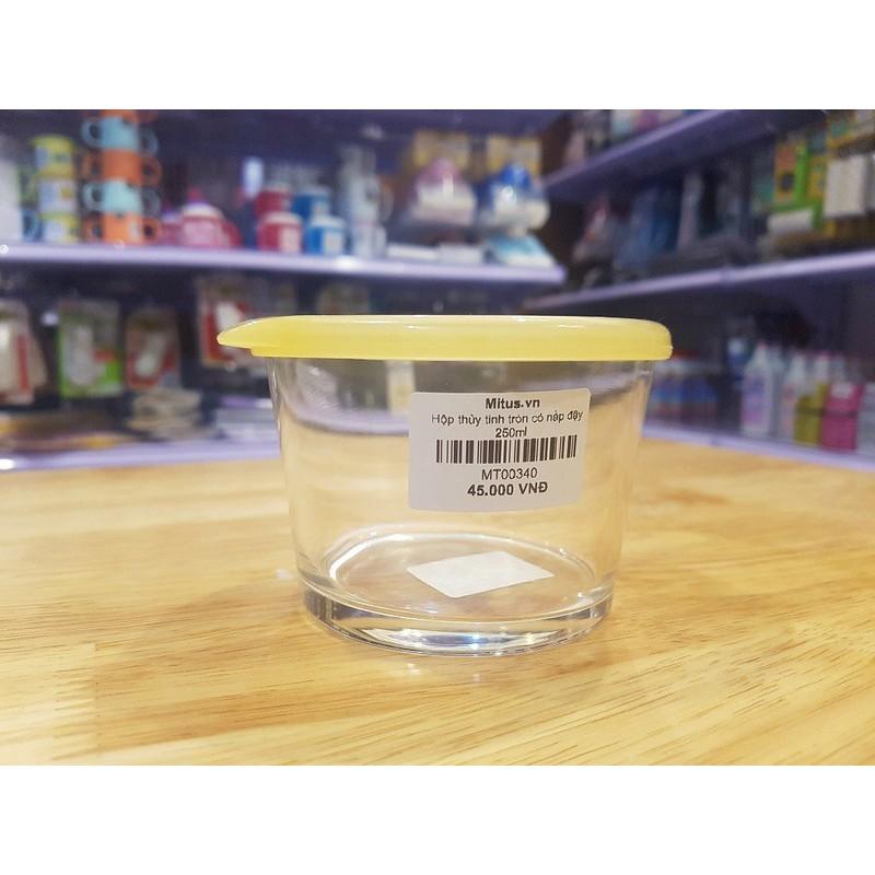 Hộp thủy tinh tròn đựng thực phẩm có nắp đậy 250ml sản xuất tại Nhật Bản