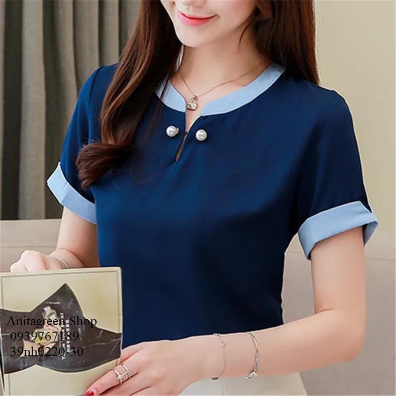 Tk14-0220-SƠ MI VIỀN MÀU TAY NGẮN