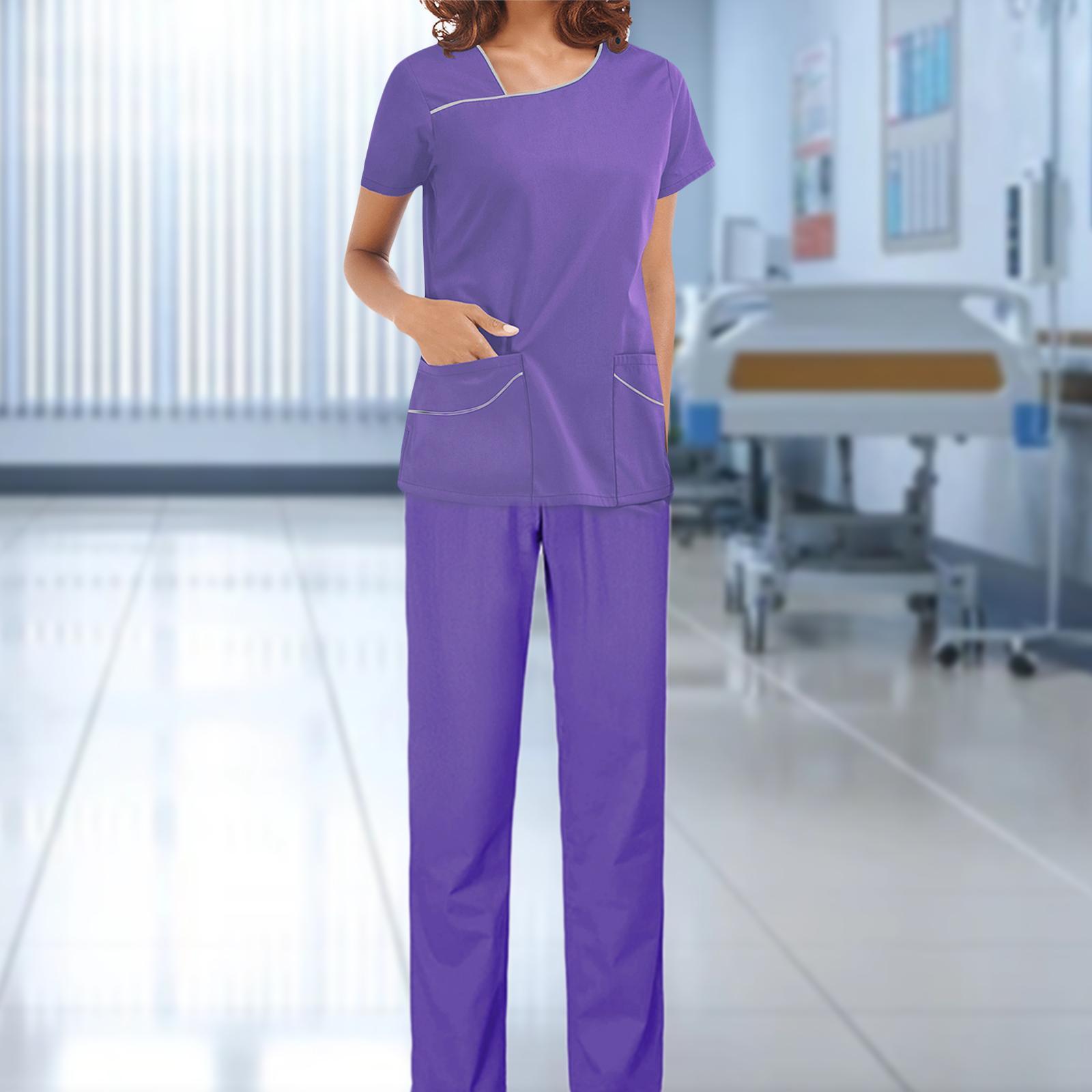 Uniforms Scrub Set Nurse Top Pants Breathable Clothes for Healthcare Nursing