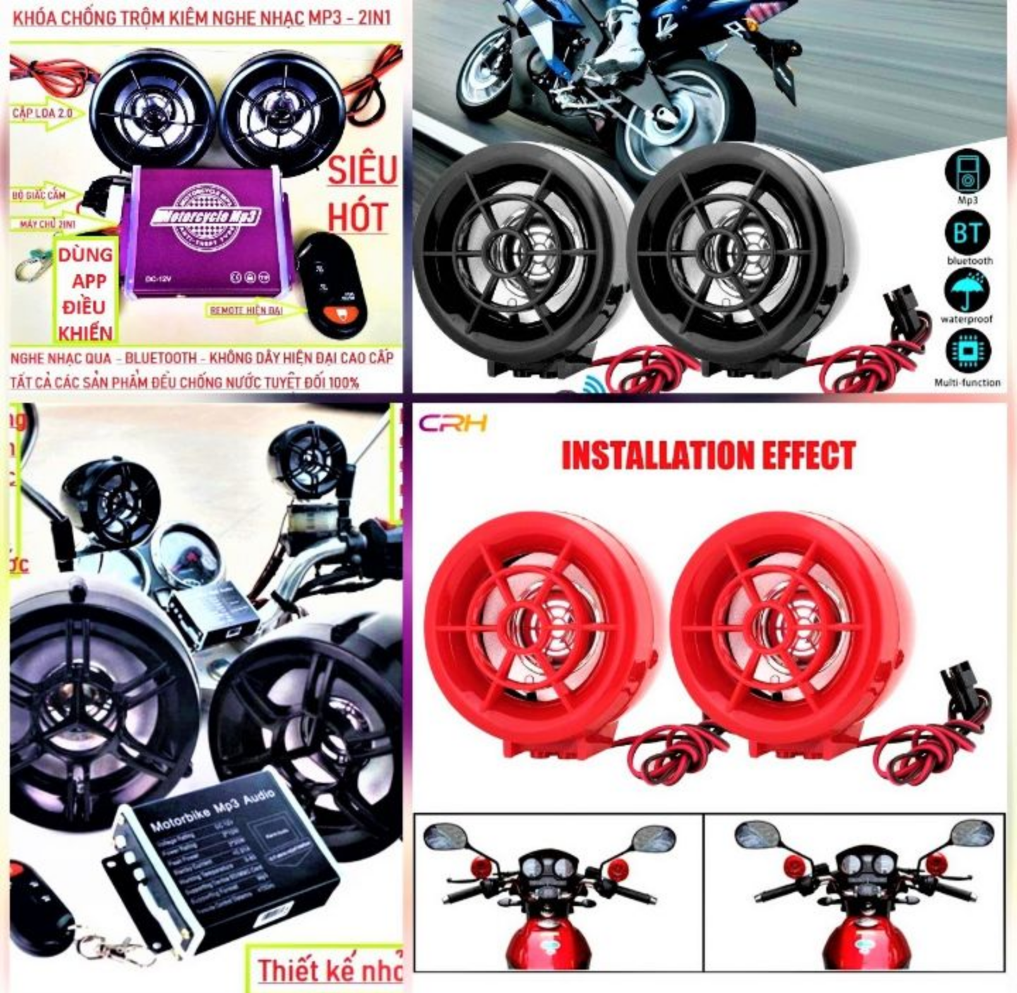 COMBO BỘ 2 LOA NGHE NHẠC BLUETOOTH KIÊM CHỐNG TRỘM GẮN XE MÁY XE ĐẠP ĐIỆN XE ĐIỆN ĐẲNG CẤP ĐỒ CHƠI XE ĐỈNH CAO HÀNG CHUẨN LOẠI TỐT