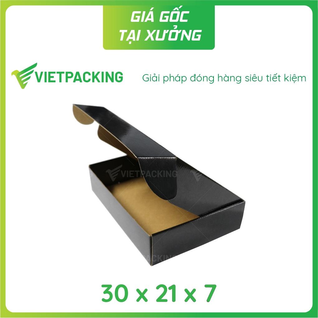 30x21x7 - 8 hộp carton nắp gài hông màu đen cán bóng siêu sang