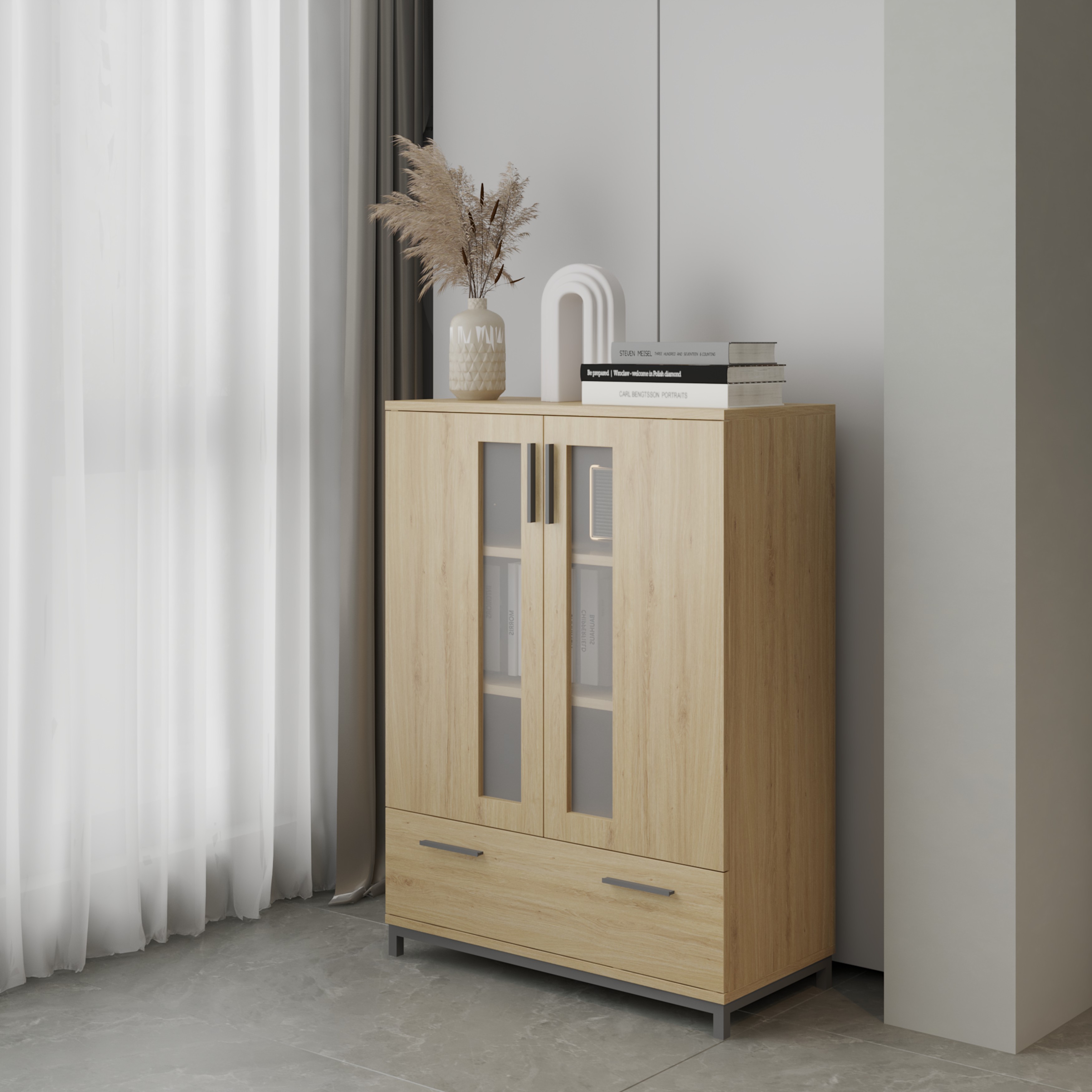 [Happy Home Furniture] LOUIS , Tủ lưu trữ - chân sắt , 76cm x 36cm x 104cm ( DxRxC), TCM_028