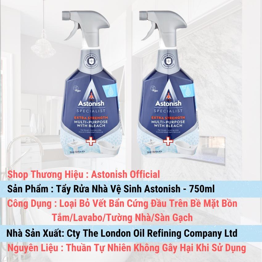 Bình Xịt Tẩy Vết Bẩn Nhà Tắm Astonish -Hiệu Quả Với Vòi Tắm Bồn Tắm Mặt Đá Ceramic Vách Kính- SẢN XUẤT ANH QUỐC