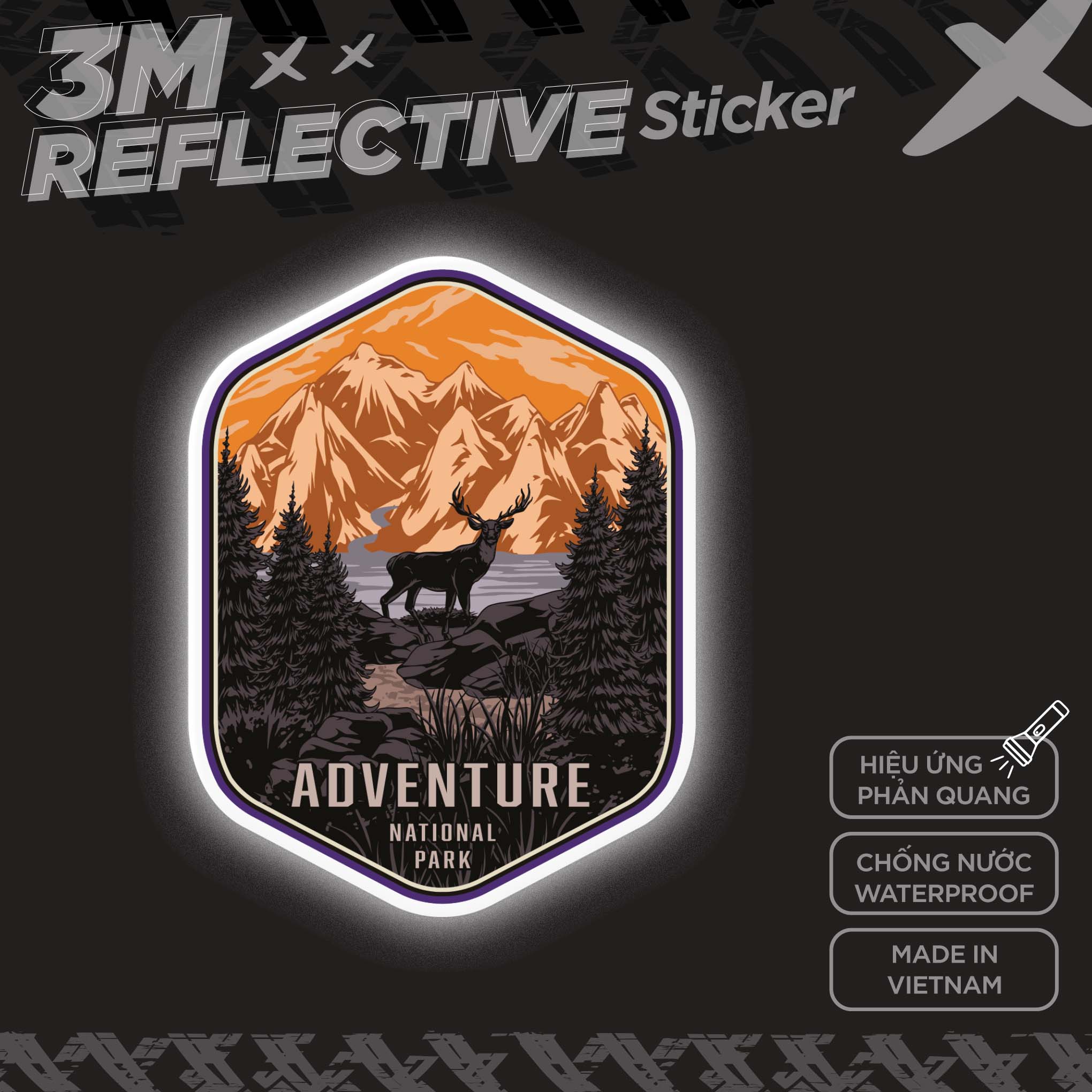 ADVENTURE NATIONAL PARK 3M - Reflective Sticker Die-cut Hình phản quang thương hiệu STICKER FACTORY