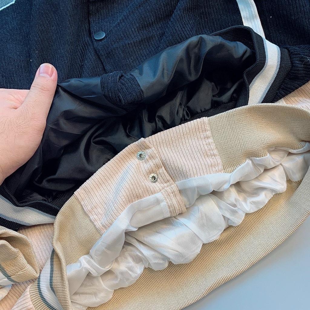 Áo Khoác Bomber Nhung Tăm Choose 2 LớpÁo Khoác Unisex Nhung Gân 2 Lớp Logo Thêu