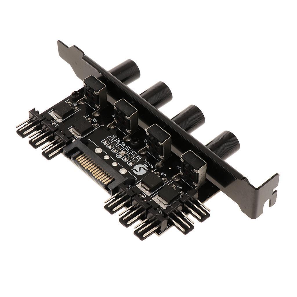 8 Way Desktop Computer Cooling Fan Speed Controller SATA 4Pin Power Adapter