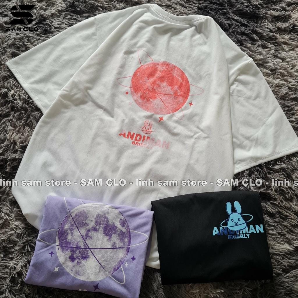 Áo thun tay lỡ nam nữ SAM CLOphông form rộng dáng Unisex - mặc cặp, nhóm, lớp in hình MẶT TRĂNG - THỎ ADINMAN