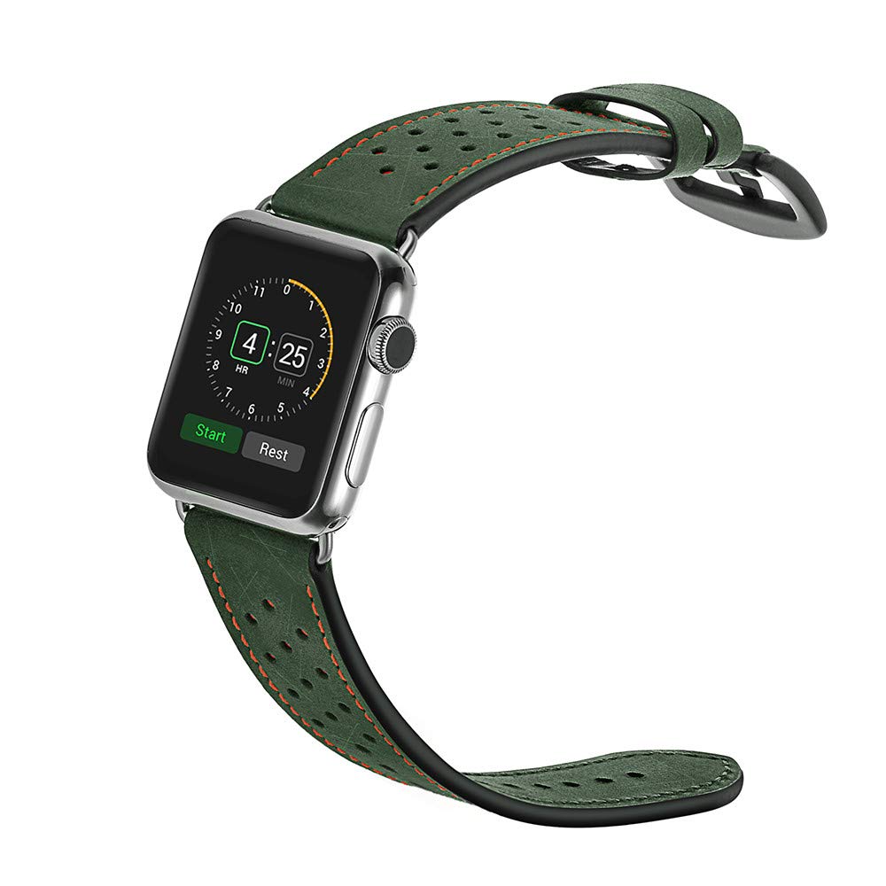 Dây đồng hồ Apple Watch, dây da 09 chấm bi khóa thép không gỉ cho Apple Watch