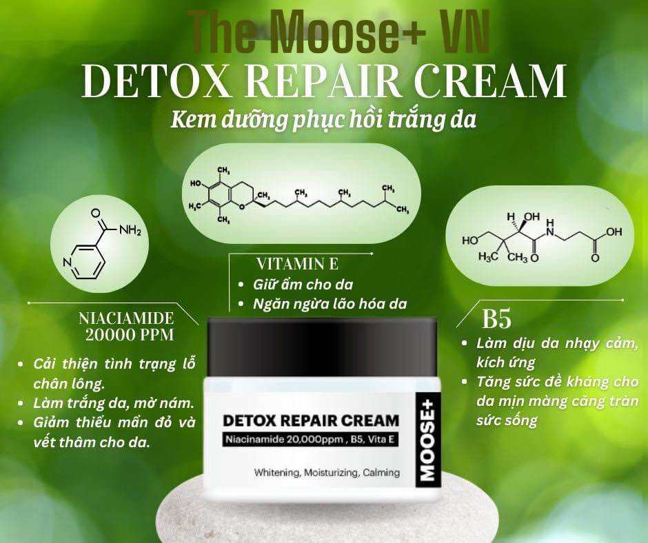 Kem dưỡng moose+ detox repair cream 50g hạn 2027