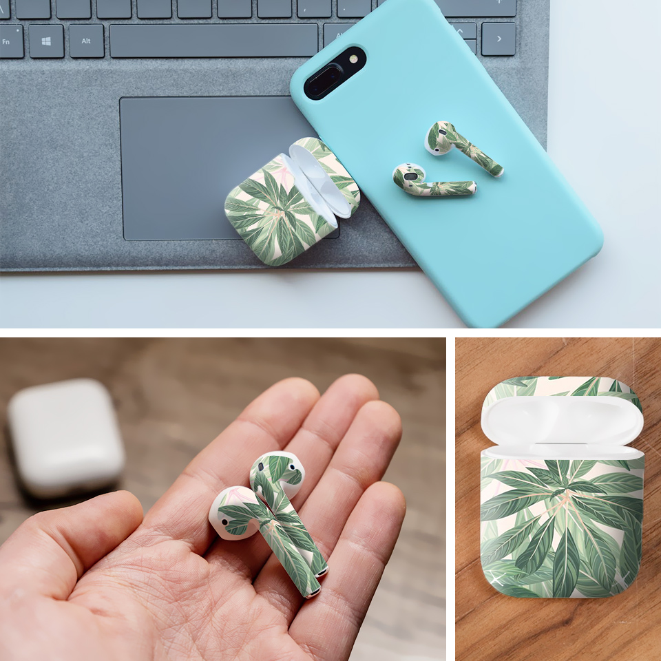 Miếng dán skin chống bẩn cho tai nghe AirPods in hình Tropical - tpc001 (bản không dây 1 và 2