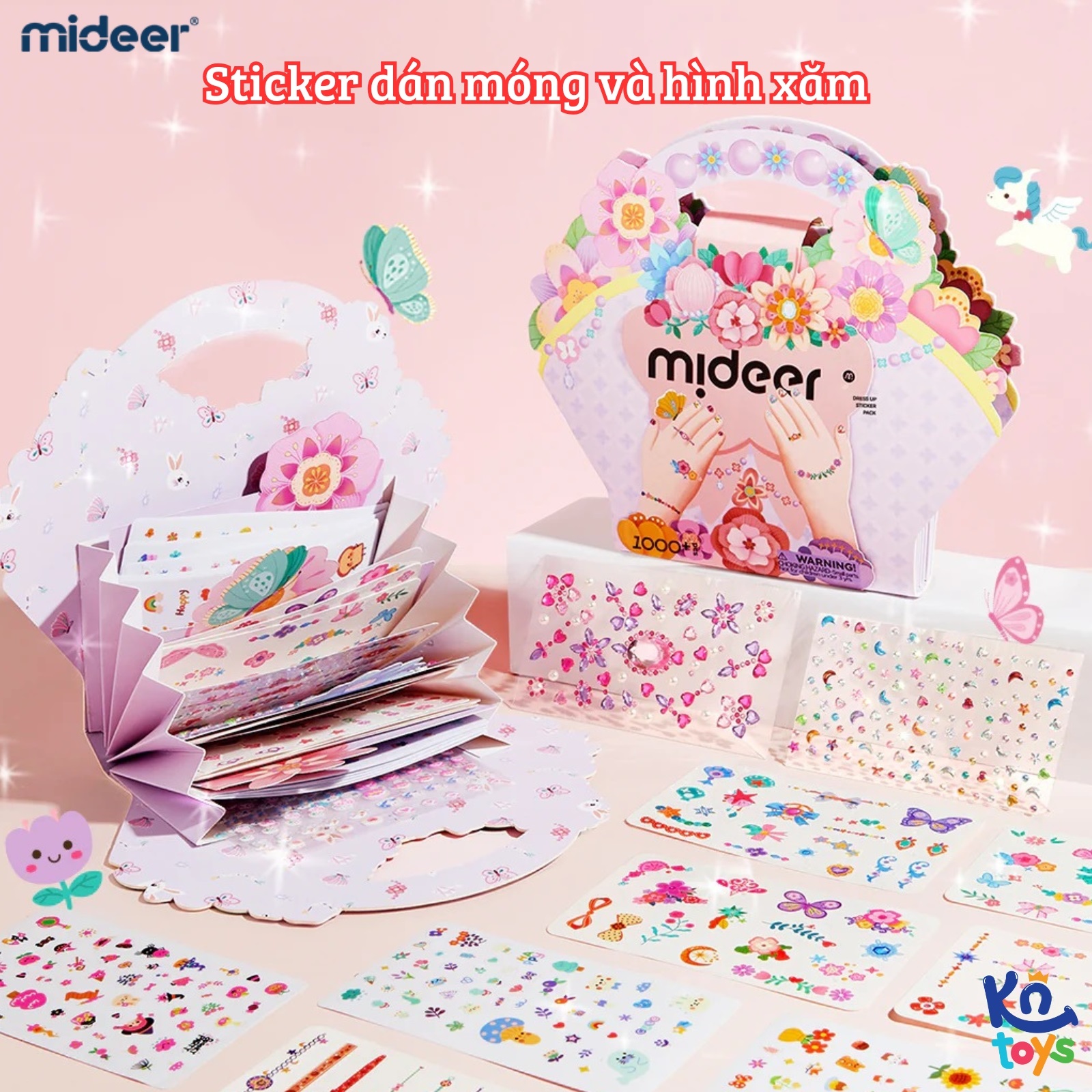 Đồ Chơi Sticker Hình Xăm, Dán Móng Tay Cho Bé Gái Mideer Garden Fairy Dress Up Sticker Pack 1000 miếng