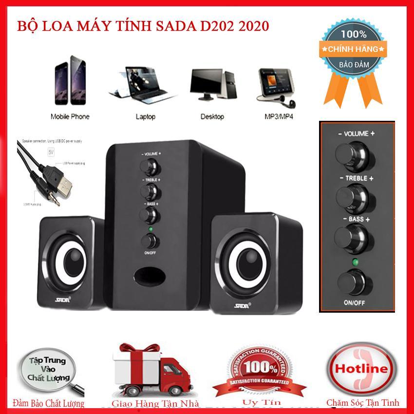 Loa nghe nhạc SADA D-202 Loa vi tính cho Điện thoại, Máy tính bàn, Laptop, máy PC, Bass Treble cực chuẩn