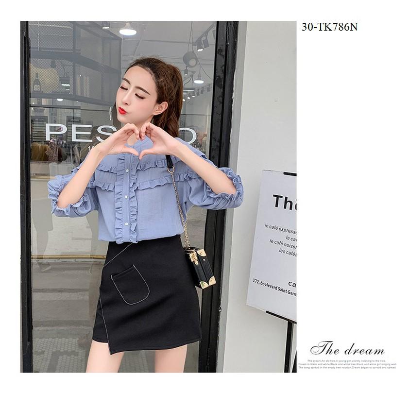 TK745-ÁO SƠ MI VIỀN BÈO TAY LỠ S-6XL