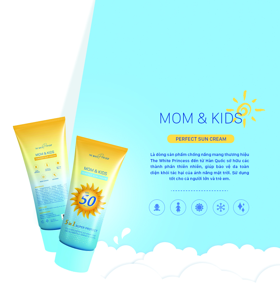 Kem Chống Nắng Đa Năng The White Princess Mom &amp; Kids Perfect Sun Cream SPF 50 PA+++