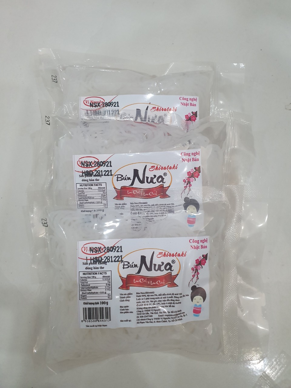 Combo 5 Gói Bún Nưa Cuộn Shirataki Vị Nguyên 100Gram