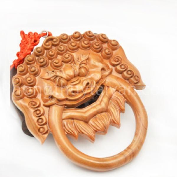 Gương Hổ phu Gỗ Đào Miệng Rồng 15cm