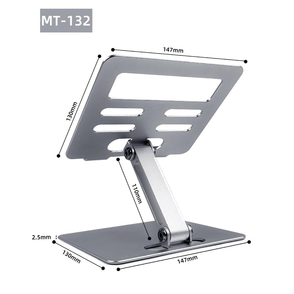 MT132 Giá đỡ iPad, Máy tính bảng nhôm hỗ trợ tản nhiệt có thể gấp gọn chỉnh độ cao