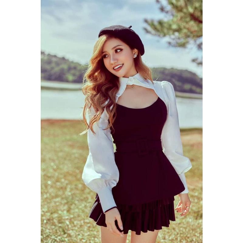 Áo Peplum Cổ Sơ Mi