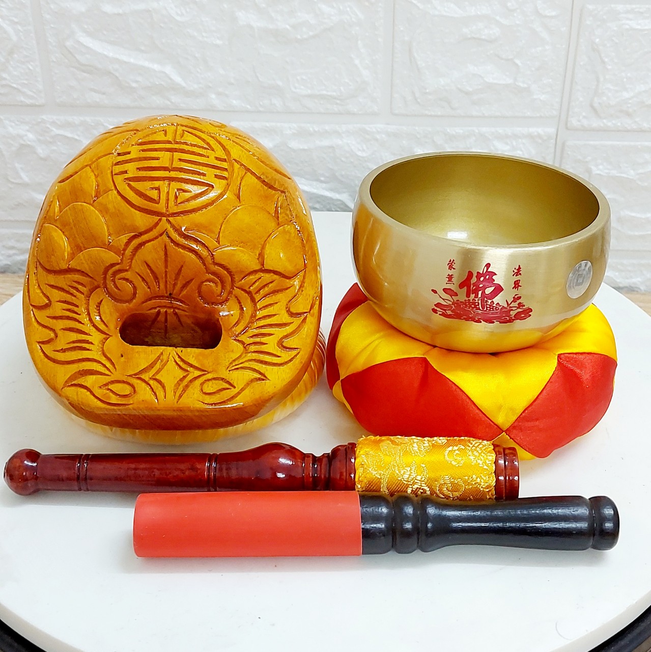 Bộ chuông đồng mõ huế tụng kinh 4in hàng cao cấp