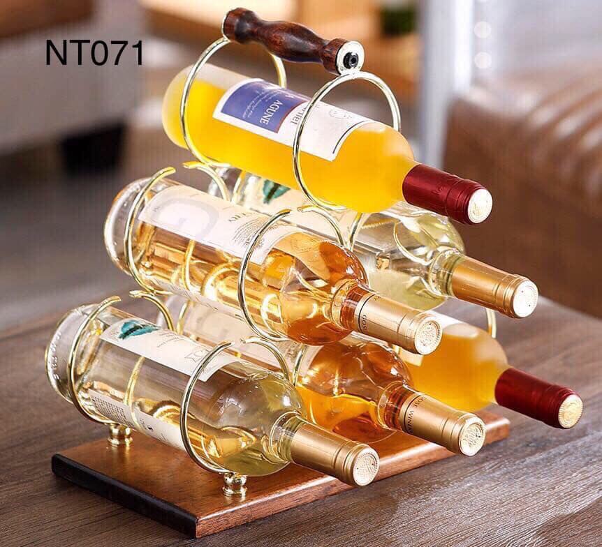 Kệ Để Chai Rượu Vang Đế Gỗ Loại 6 Chai NT071V