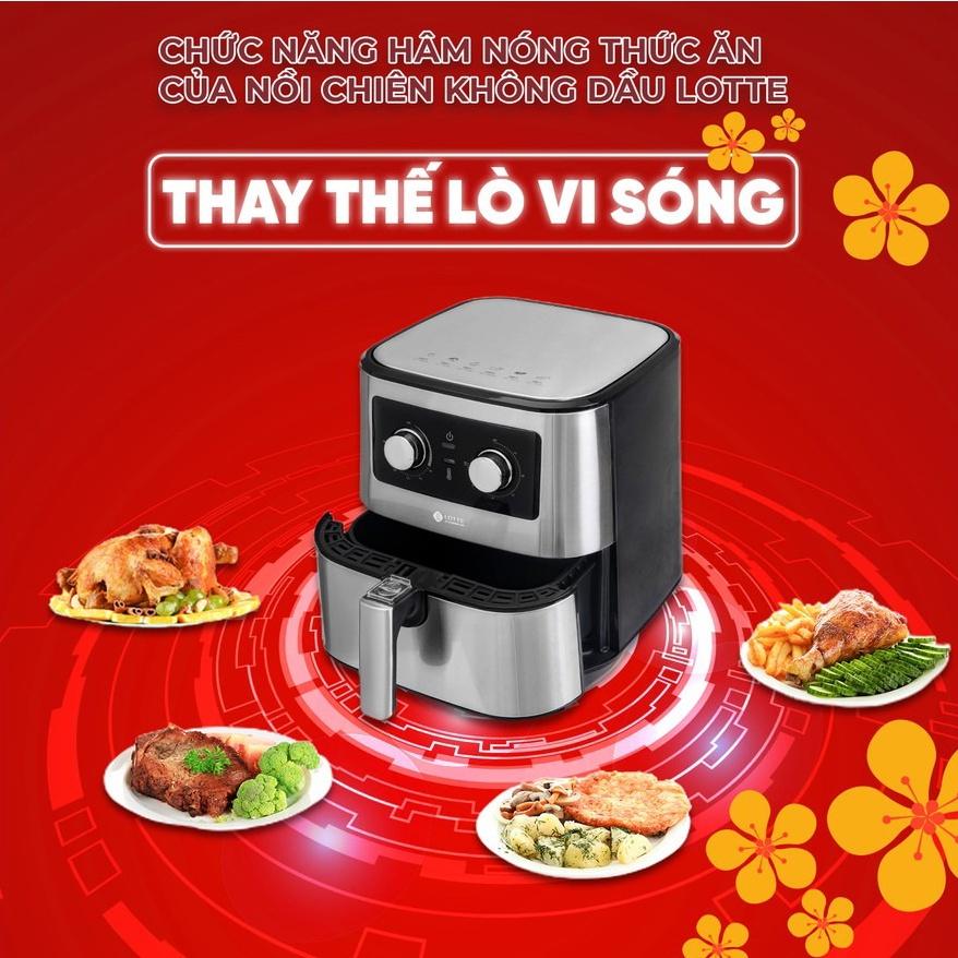 [Hàng nhập khẩu chính hãng] Nồi chiên không dầu LOTTE 5.5L, sách nấu ăn, Nồi chiên nướng hàn quốc chính hãng, Tuyển CTV