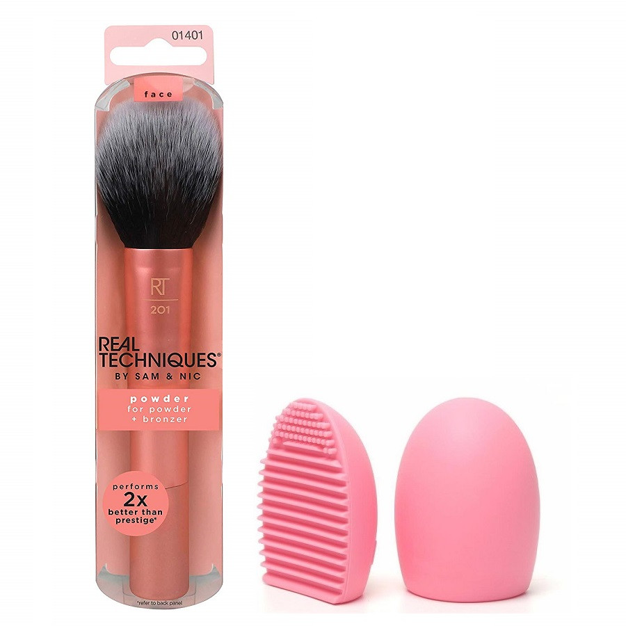 Cọ Phấn Phủ Real Techniques By Sam &amp; Nic Powder Brush (mẫu mới 2019) + Tặng kèm 1 miếng rửa cọ Brush egg