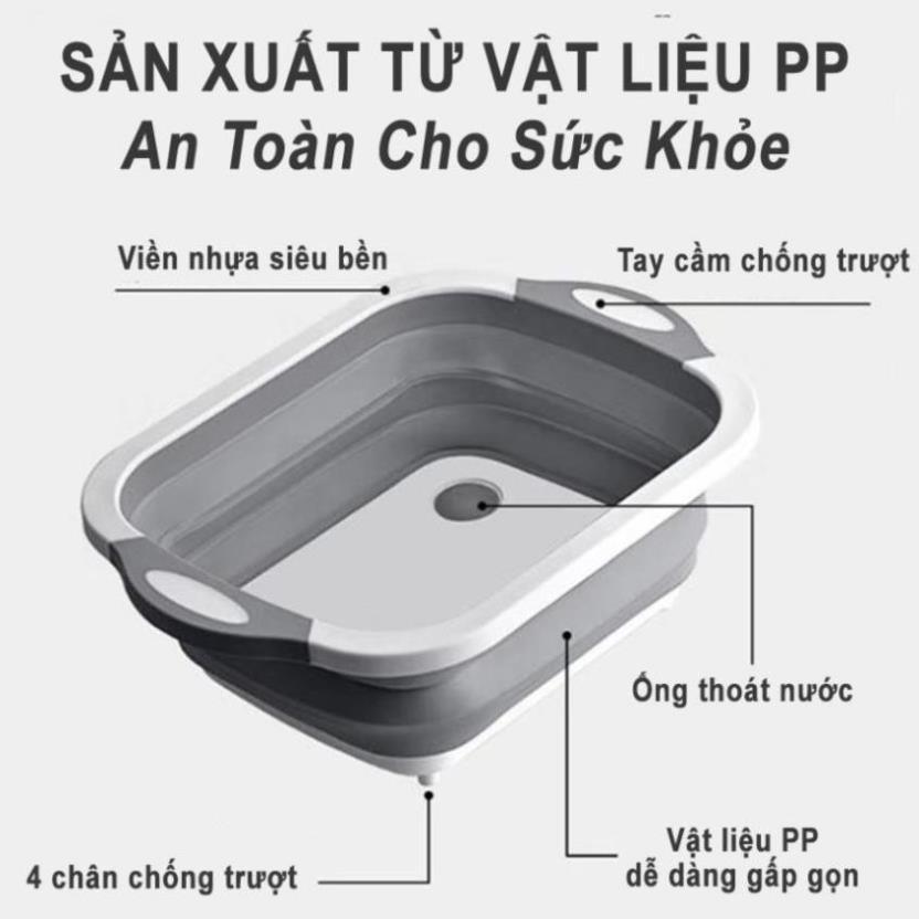 Chậu Nhựa Kiêm Thớt Đa Năng 3 In 1 Kiêm Chậu Rửa, Rổ Đa Năng, Thớt Siêu Tiện Dụng