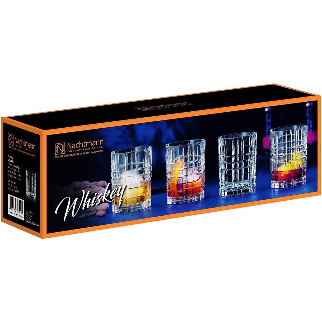 Set 4 Cốc Pha Lê NATCHMANN Square 101050 Whisky Glass, Dung Tích 345ml, Nhập Đức