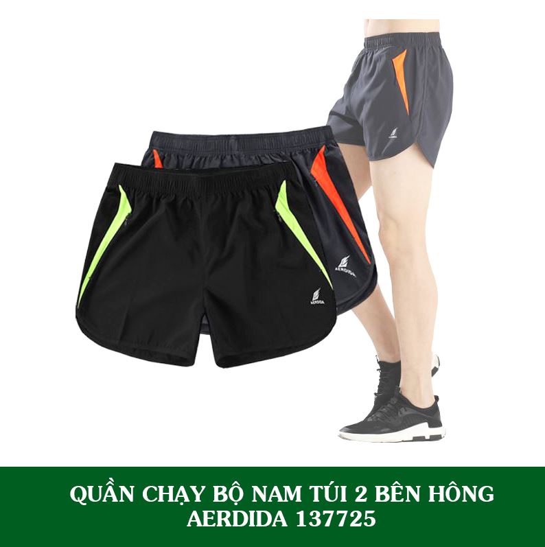 Quần Chạy Bộ Nam Túi 2 Bên Hông Kéo Khóa AERIDA137725