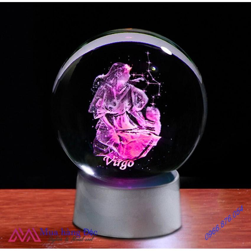 Quà Tặng Sinh Nhật  Quả Cầu Pha Lê Virgo Crystal Ball 3D Laser Cung Xử Nữ