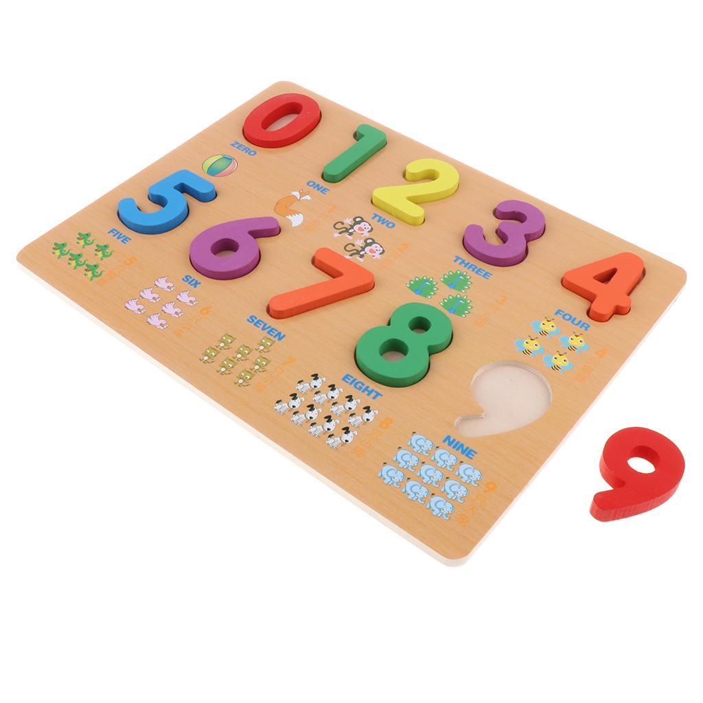 Wooden Numbers Color Cognition Board Blocks Puzzle Educational Toys Birthday