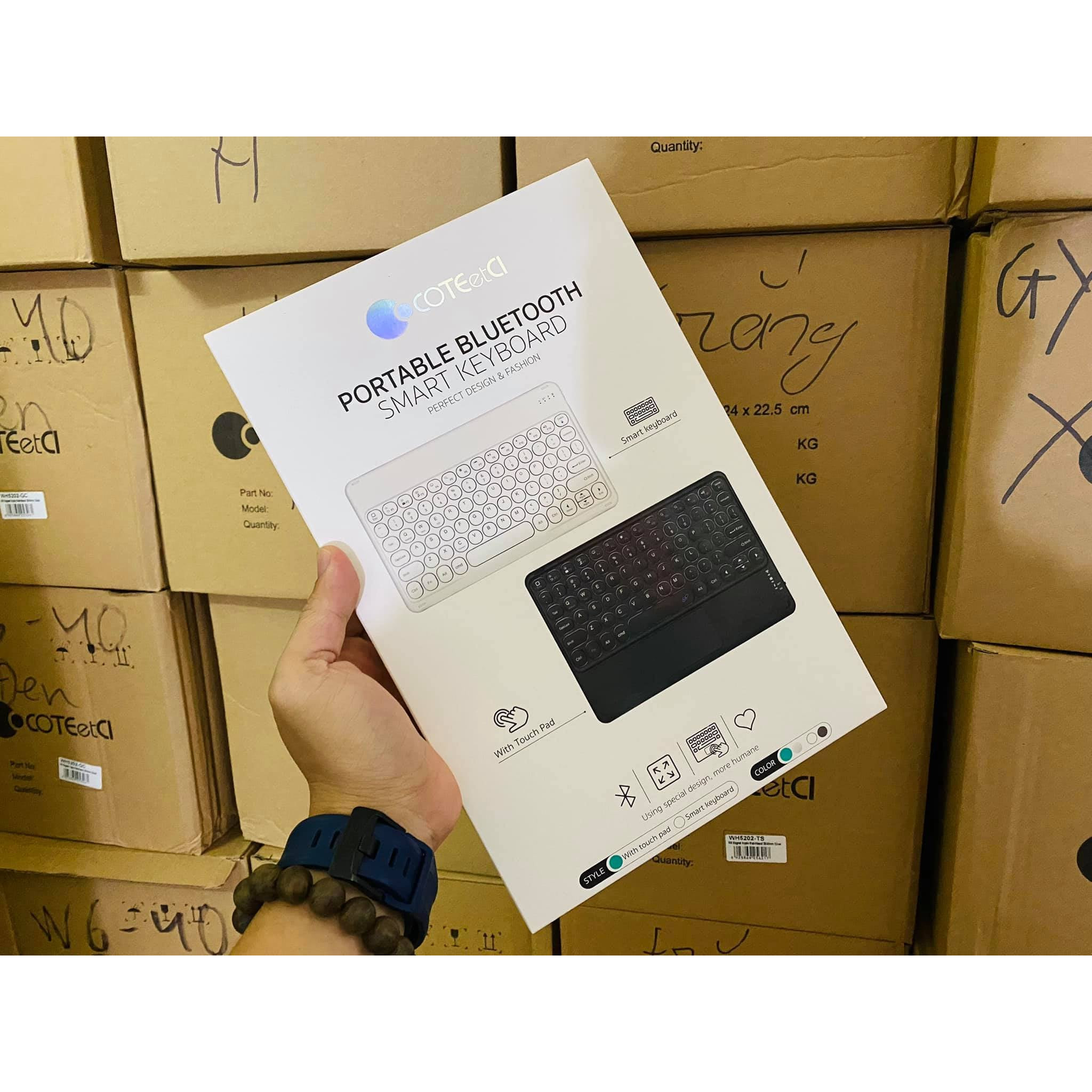 Bàn phím bluetooth COTECI Portable Wireless Smart Keyboard cao cấp (có bàn di chuột trackpad) - Hàng chính hãng