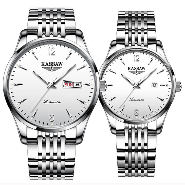 Đồng hồ đôi chính hãng KASSAW K876-10 chống nước,chống xước,kính sapphire ,Dây kim loại thép không gỉ 316L ,hàng mới 100% ,Đồng hồ cơ (Automatic) ,Thiết kế đơn giản và sang trọng
