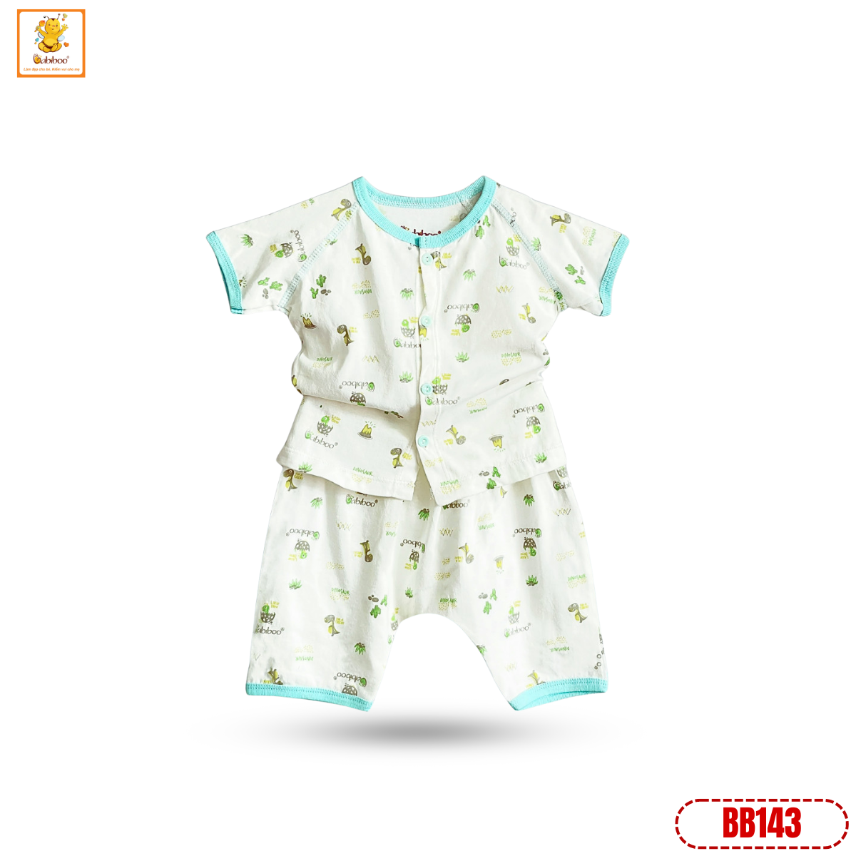 Đồ bộ bé gái Babiboo bộ sơ sinh vải cotton họa tiết xinh xắn mềm mịn- BB143