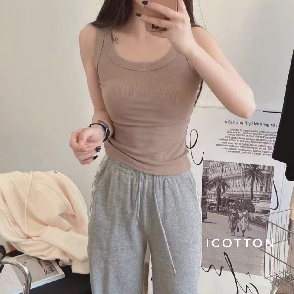 Áo ba lỗ nữ ️ICOTTON️ Áo tanktop khoét vai chất liệu thun tăm mặc mềm mịn mát