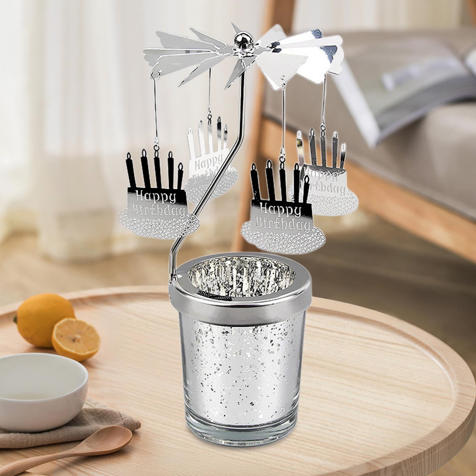 2Pcs Rotating Tea Light Holder Rotating Candlestick