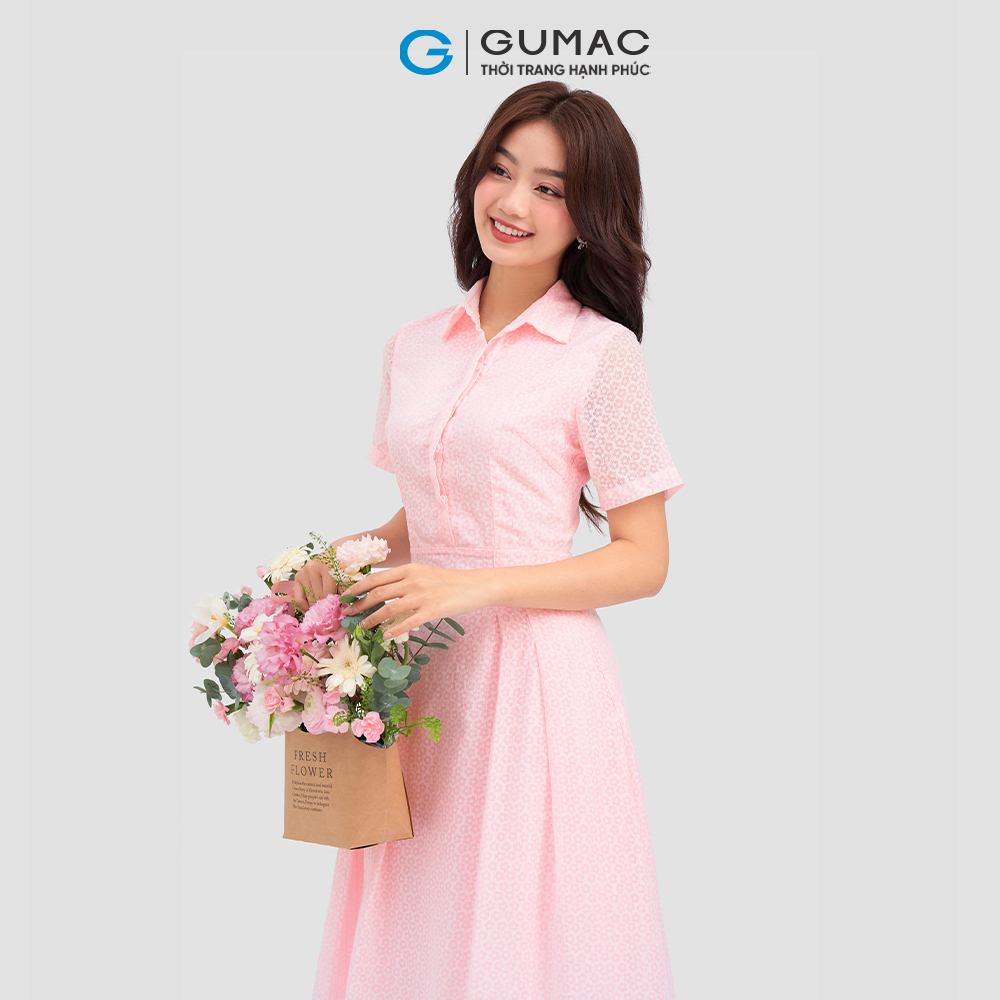 Đầm sơ mi xếp ly DC12067 thời trang GUMAC