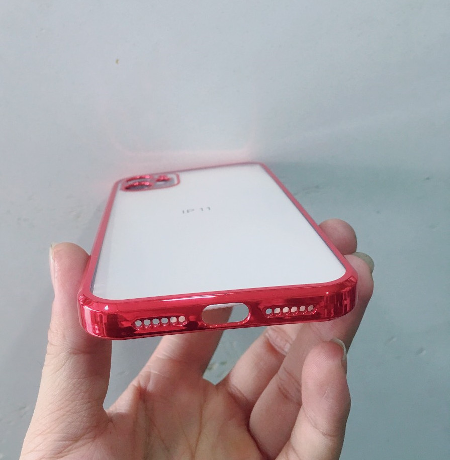 Ốp lưng trong suốt viền màu  cạnh vuông giả iphone 12 dành cho iPhone 11, 11 Pro Max chính hãng KST