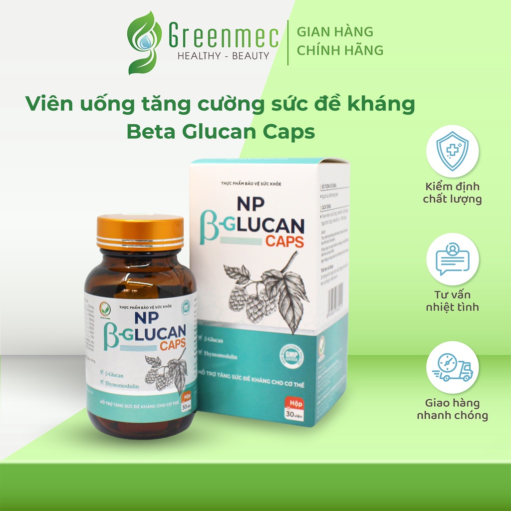 Thực Phẩm Chức Năng NP Beta Glucan Caps Hỗ Trợ Tăng Cường Sức Đề Kháng, Hệ Miễn Dịch, Giảm Mệt Mỏi - Greenmec