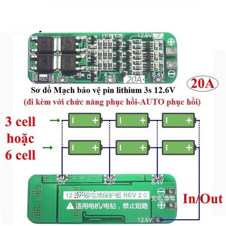 Bảng Mạch Bảo Vệ Pin Lithium 3S 20A PCB BMS 12.6V 11.1V 12V 12.6V chuyên dụng chất lượng cao