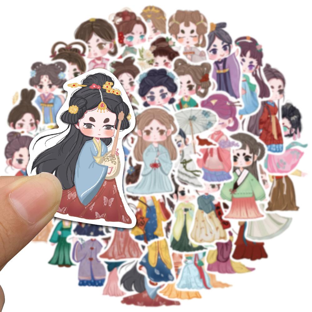 Sticker chibi cổ trang hoạt hình cute trang trí mũ bảo hiểm,guitar,ukulele,điện thoại,sổ tay,laptop-mẫu S79