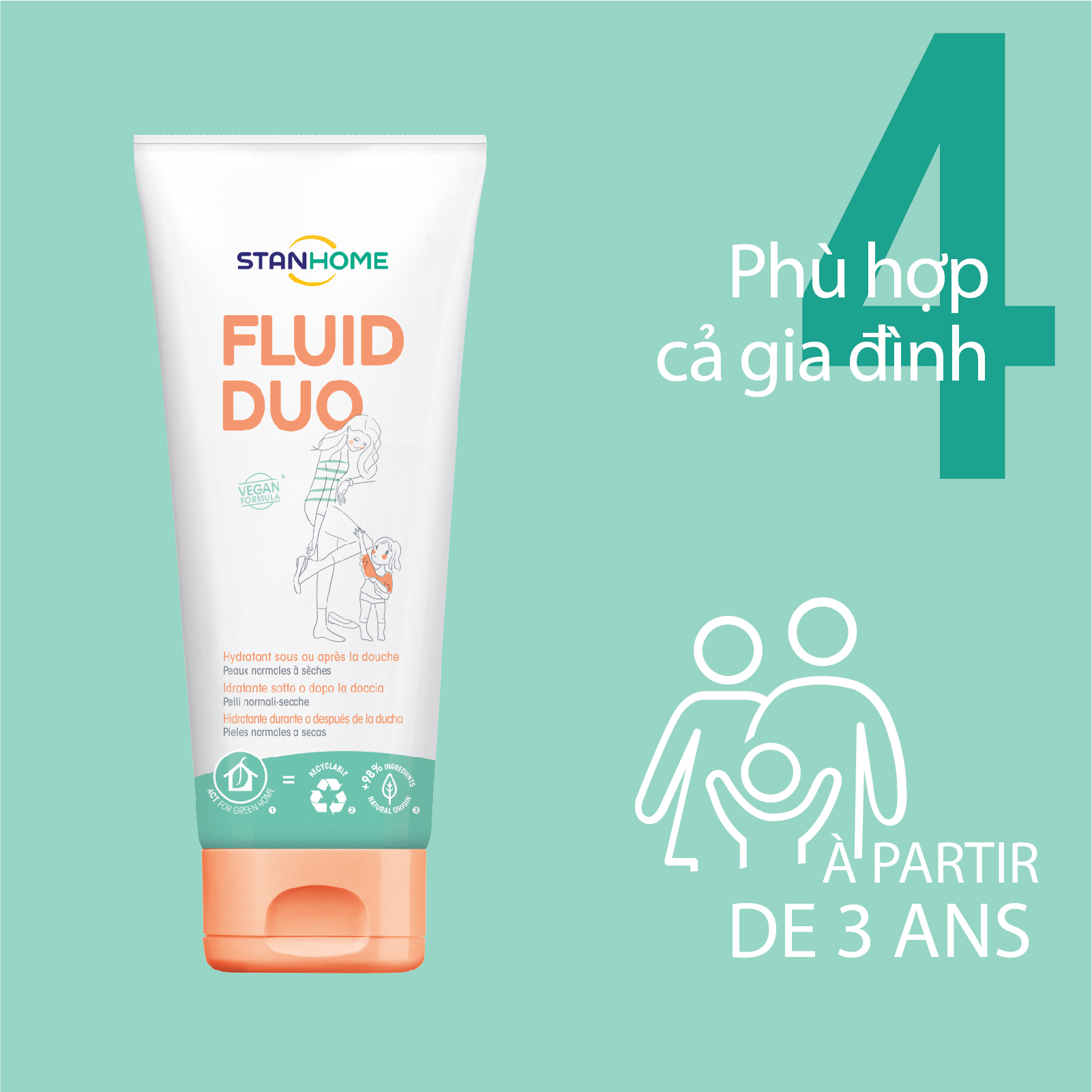 Kem dưỡng ẩm cho da khô, da nhạy cảm Stanhome FLuid Duo 250ml/tuýp