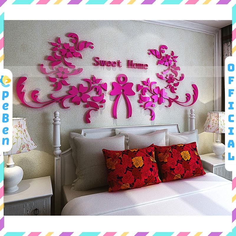 Tranh dán tường mica 3d decor khổ lớn gia đình ngọt ngào ấm áp trang trí phòng khách, phòng ngủ, phòng cưới