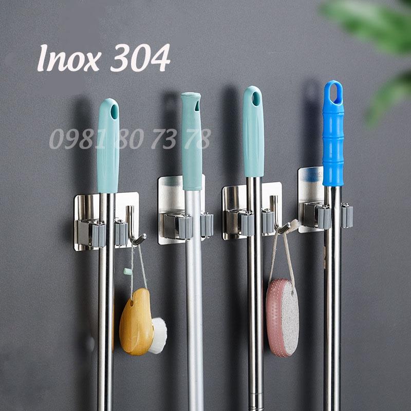 Móc treo chổi, cây lau nhà chán tường inox 304