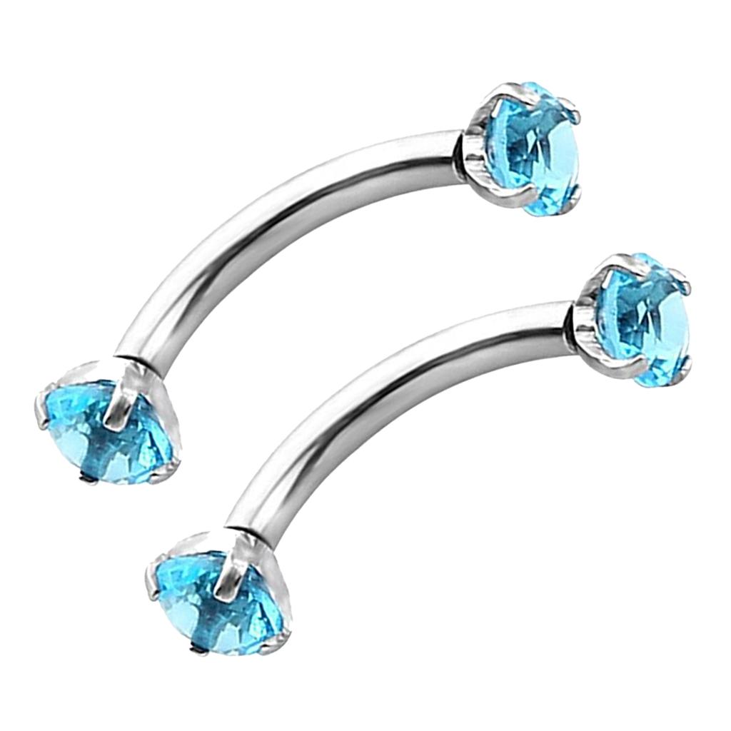 Stainless Steel Zircon Curved Barbell Eyebrow Piercing Jewellery White