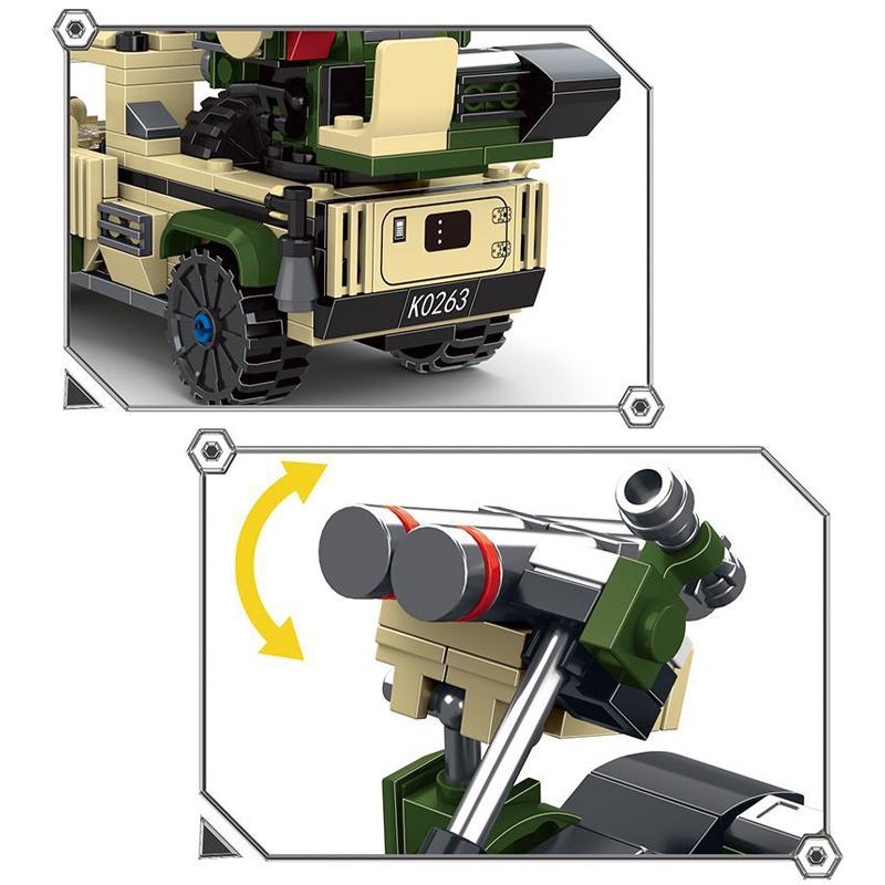 Đồ chơi Lắp ráp Xe Humvee Quân sự, Mingdi K0263 Heavy Weapons, Xếp hình thông minh, Mô hình quân sự