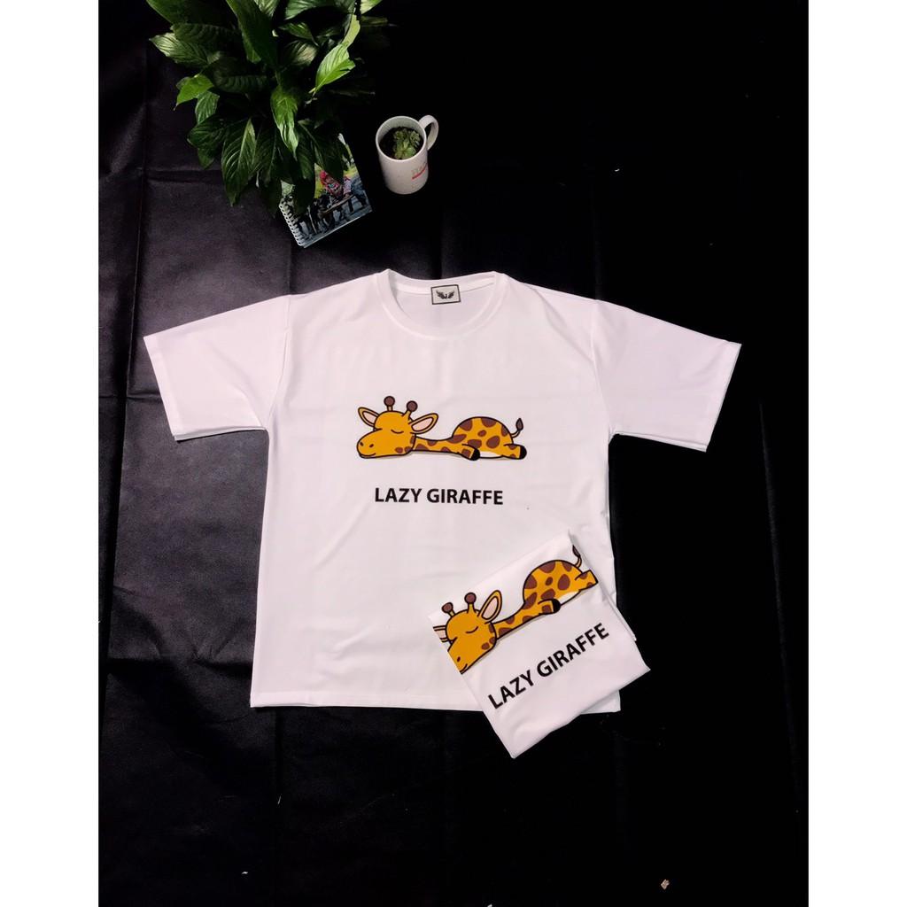 Áo Thun Unisex Form Rộng Tay Lỡ In Hình Hưu Cao Cổ