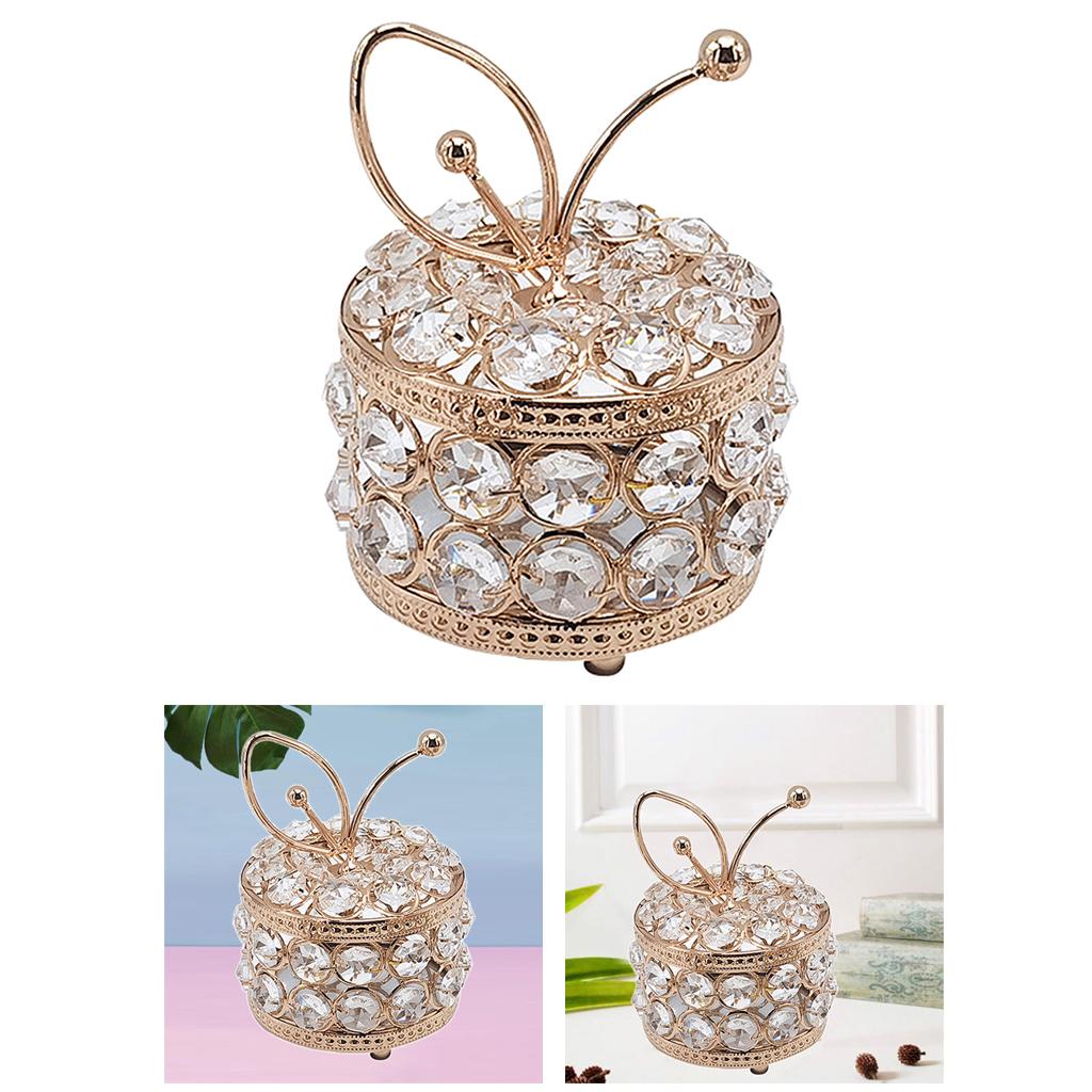 Crystal Jewelry Box Sparkly Trinket Organizer Earrings Rings Box Treasure Keepsake Box Storage with Lid for Valentine